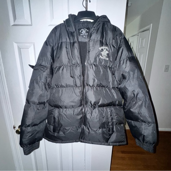 Beverly Hills Polo Club Men's L Black Puffer Jacket Winter Coat Warm Quilted - Picture 8 of 16